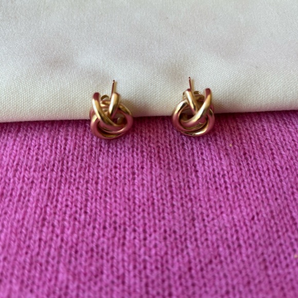 Loopy Gold Knot Earrings - Picture 7 of 16